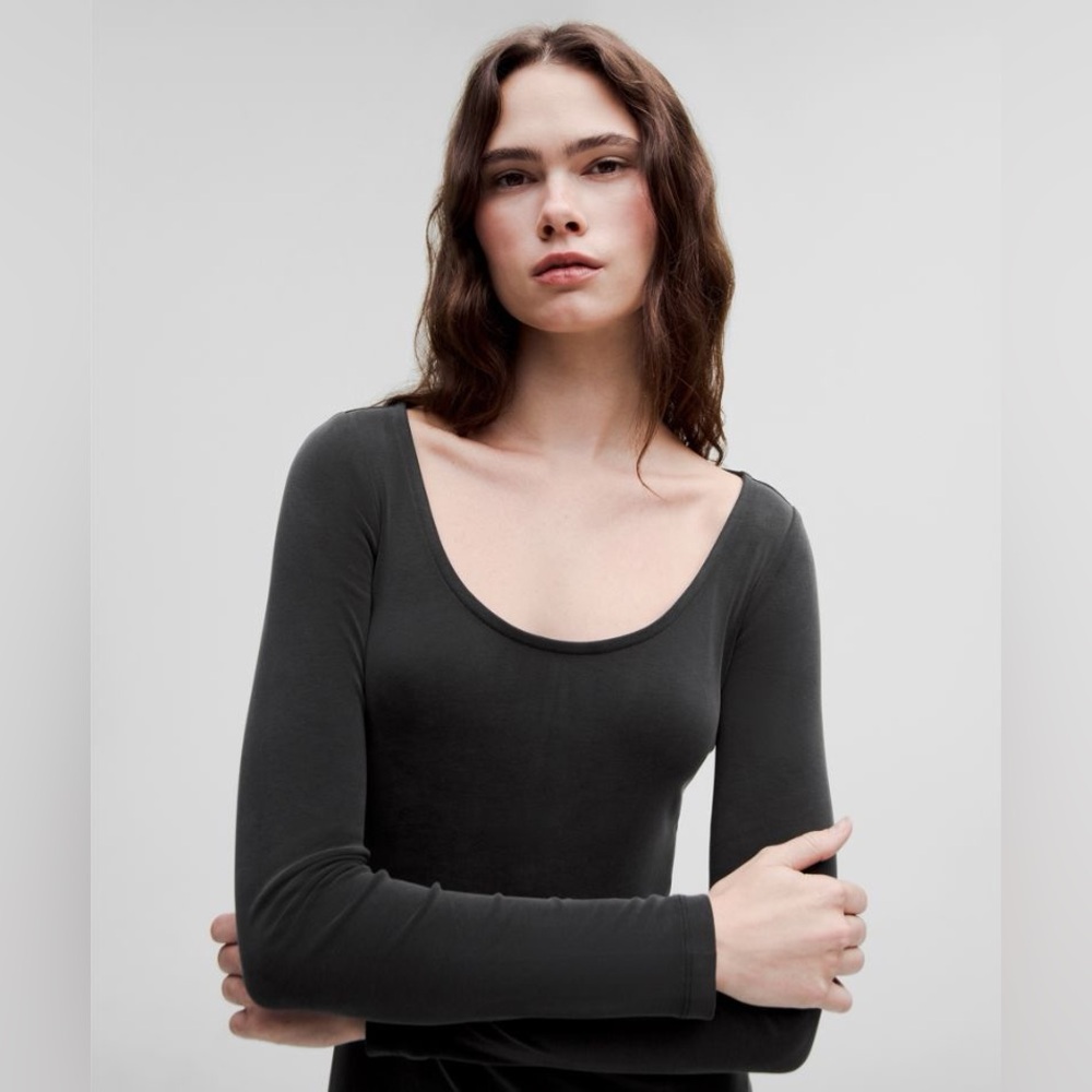 Lululemon Drapey Softstreme Long-Sleeve Black Maxi Dress Medium - Picture 3 of 11